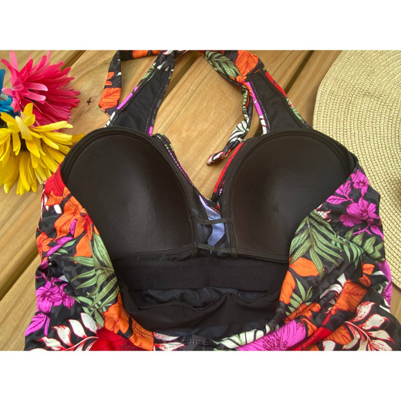 Swimsuits for All Swim Dress 16 V-Neck Halter Floral Print NEW - Picture 4 of 8